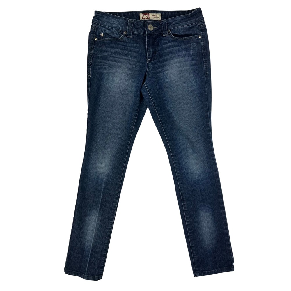 Lei Skinny Jeans Womens Ashley Mid Rise 28 Blue Denim Stretch Medium Wash Cotton